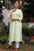Cambric Cotton Kurta With Abstract Block Print
