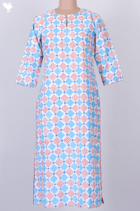 Cambric Cotton KurtaIn Graphic Block Print