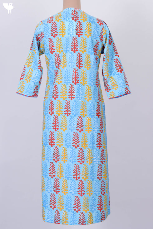 Cambric Cotton Kurta In Graphic Block Print