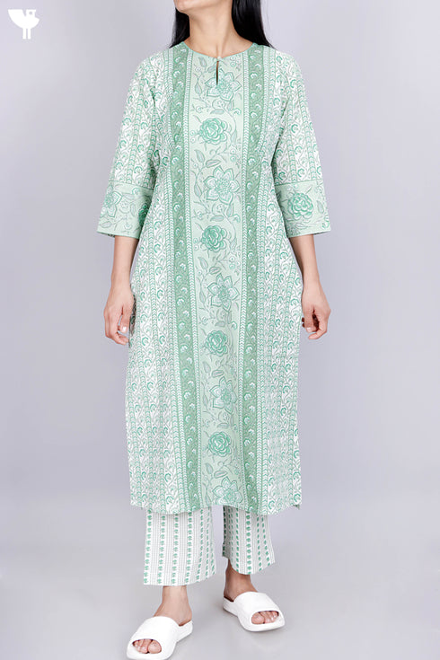 Cambric Cotton Kurta In Floral Print