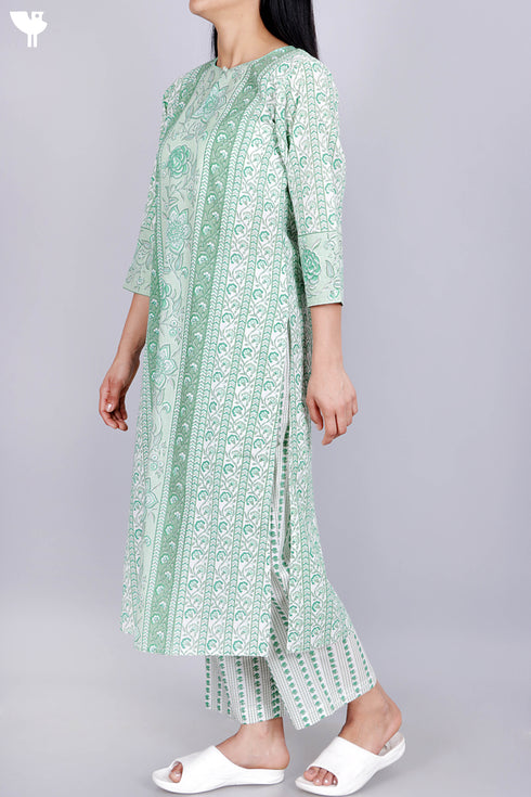 Cambric Cotton Kurta In Floral Print