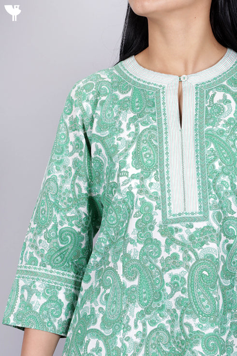Cambric Cotton Kurta In Paisley Print
