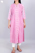 Cambric Cotton Button Down Kurta With Striped Block Print