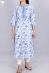 Cambric Cotton Kurta With Floral Block Print