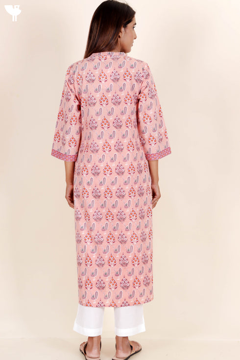 Cambric Cotton Kurta In Graphic Print