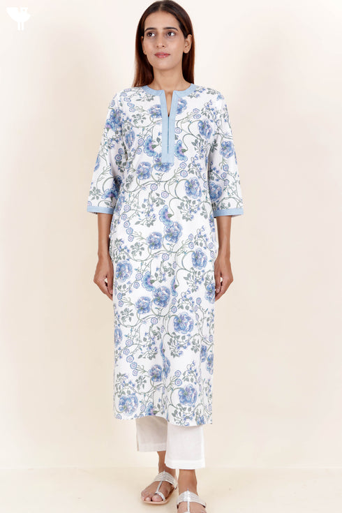 Cambric Cotton KurtaIn Floral Print