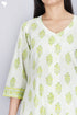 Cambric Cotton Button Down Kurta In Floral Block Print