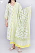 Cambric Cotton Button Down Kurta In Floral Block Print
