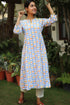 Cambric Cotton Dress In Graphic Block Print