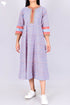 Cambric Cotton Midi Dress In Floral Block Print