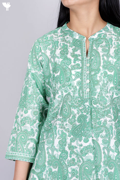 Cambric Cotton Top In Paisley Print