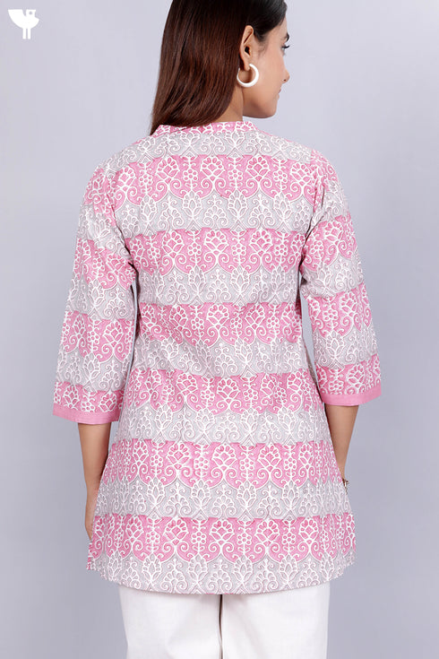 Cambric Cotton Top In Block Print