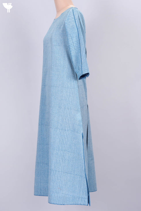 Khaadi Cotton Kurta In Blue Graphic Block Prints