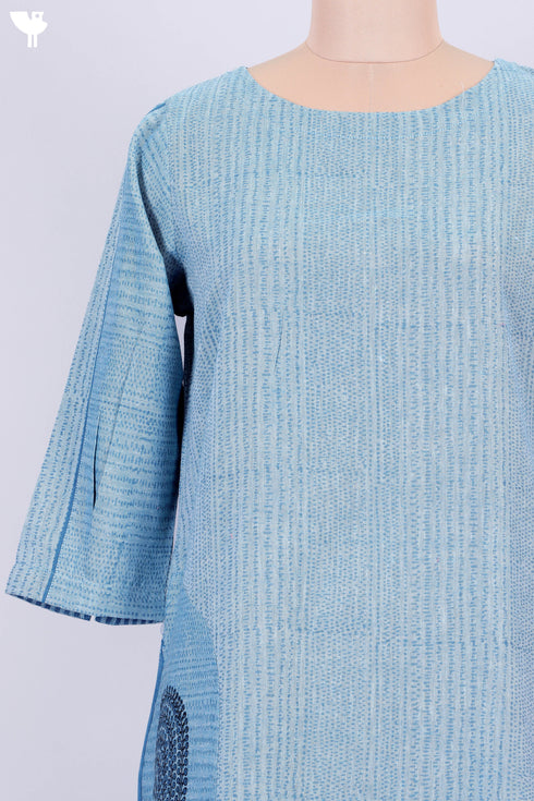 Khaadi Cotton Kurta In Blue Graphic Block Prints