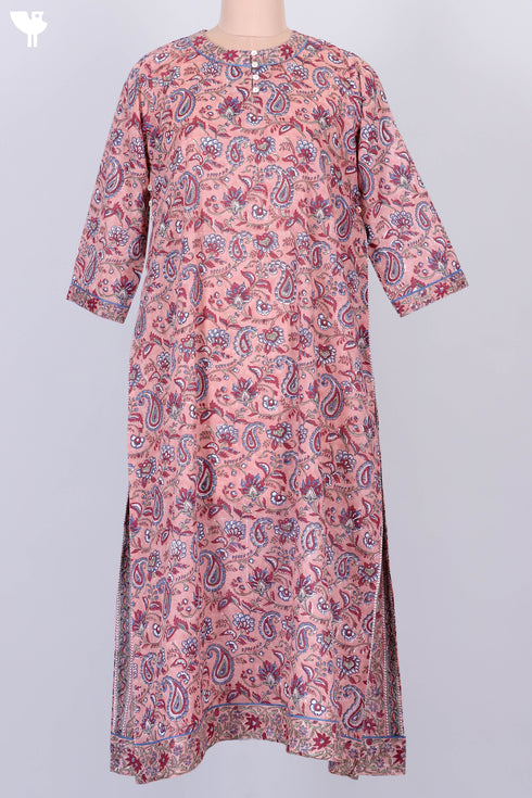 Mulmul Cotton Midi Dress In Paisley Block Print