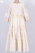Mulmul Cotton Tiered Dress In Gold Block Print