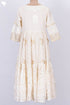 Mulmul Cotton Tiered Dress In Gold Block Print