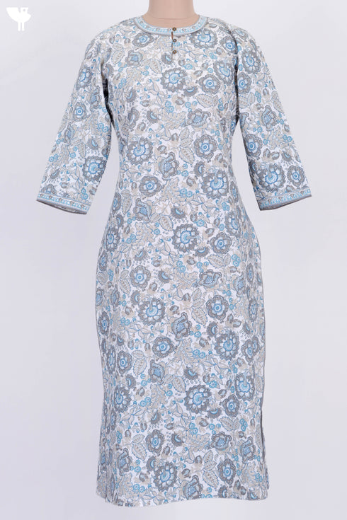 Cambric Cotton Kurta In Floral Print