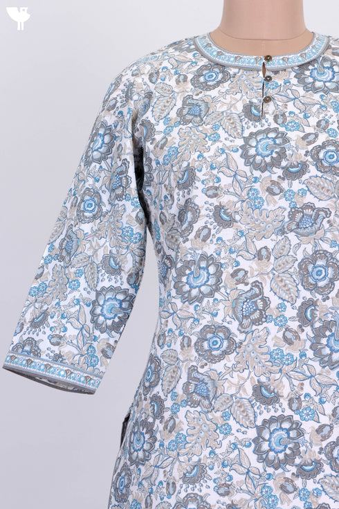 Cambric Cotton Kurta In Floral Print