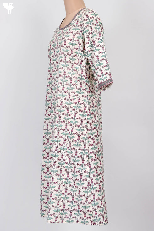 Cambric Cotton Kurta In Floral Print