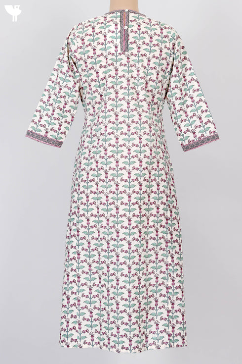 Cambric Cotton Kurta In Floral Print