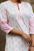 Cambric Cotton Kurta In Floral Block Print