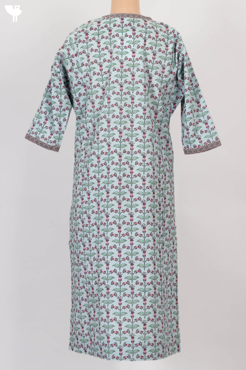 Cambric Cotton Kurta In Floral Print
