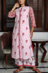Cambric Cotton Button Down Kurta In Zigzag And Floral Block Print