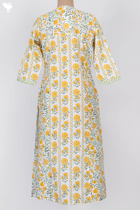 Cambric Cotton Kurta In Floral Print