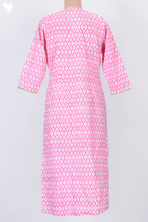 Cambric Cotton Kurta In Graphic Block Print