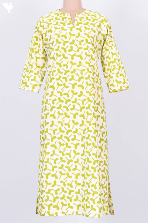 Cambric Cotton Kurta In Graphic Block Print