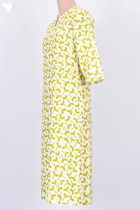 Cambric Cotton Kurta In Graphic Block Print