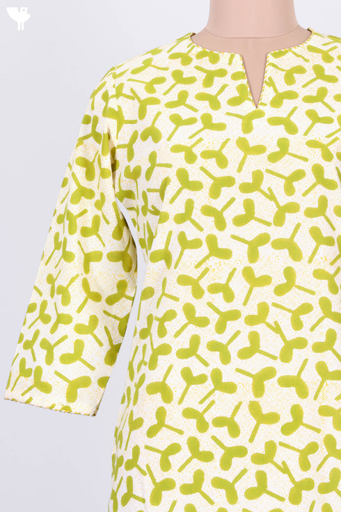 Cambric Cotton Kurta In Graphic Block Print