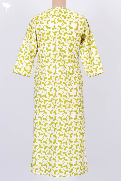 Cambric Cotton Kurta In Graphic Block Print