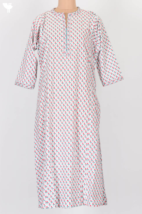 Cambric Cotton Kurta In Floral Print