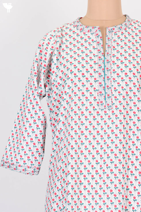 Cambric Cotton Kurta In Floral Print