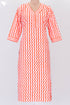 Cambric Cotton Kurta In Zigzag Block Print