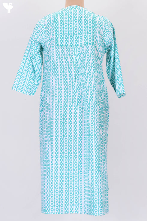 Cambric Cotton Kurta In Geometric Block Print