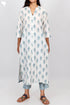 Cambric Cotton Button Down Kurta In Floral Block Print