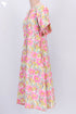 Cambric Cotton Drawstring Midi Dress With Floral Block Print
