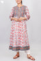 Cambric Cotton Dress With Floral Block Print