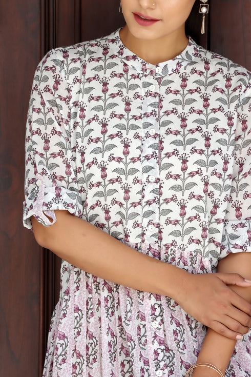 Mulmul Cotton Frock In Floral Print