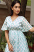 Mulmul Cotton Flared Dress In Floral Block Print