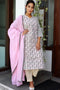 Cambric Cotton Paneled Kurta In Floral Print