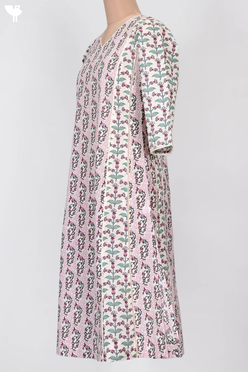Cambric Cotton Paneled Kurta In Floral Print