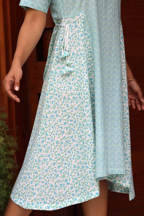 Cambric Cotton Midi Dress In Floral Print