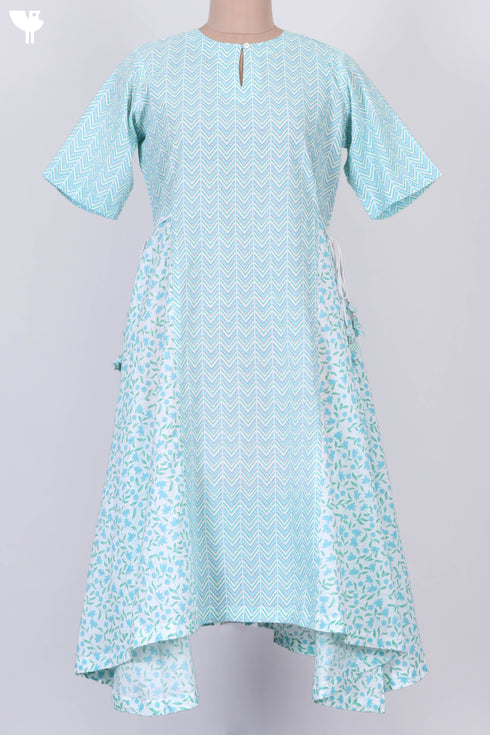 Cambric Cotton Midi Dress In Floral Print