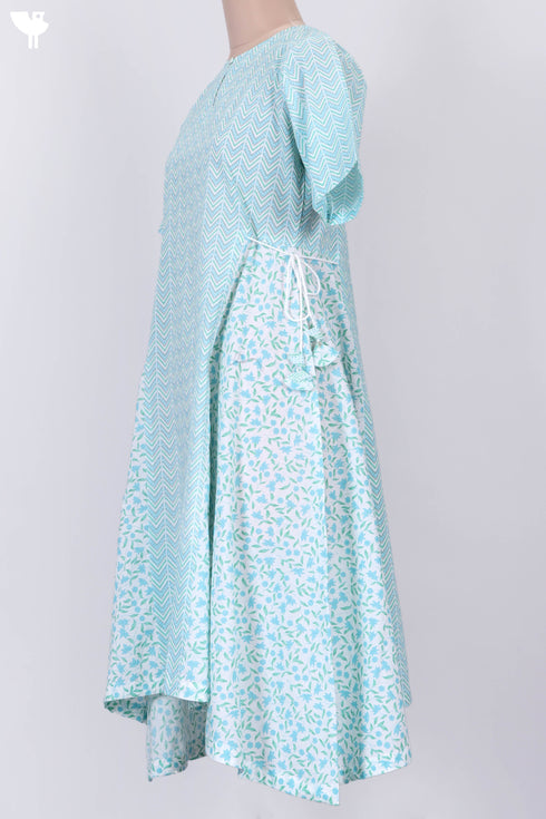 Cambric Cotton Midi Dress In Floral Print