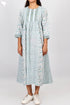 Cambric Cotton Paneled Dress In Floral Block Print