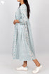 Cambric Cotton Paneled Dress In Floral Block Print